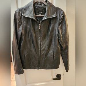 East 5th Moto Black Genuine Leather Jacket Size Large Women's